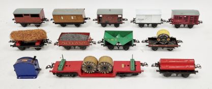 Twelve boxed Hornby 0 gauge items of rolling stock including resistance controller M267, trolley