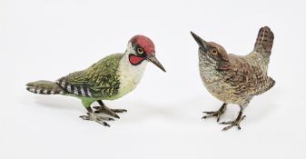 Two Austrian style cold painted bronze models of a woodpecker and a wren, both 7cm high Condition