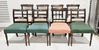 Set of four regency mahogany dining chairs, the bar top rails and ladder backs with reeded