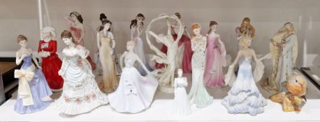 Group of Coalport, Royal Worcester, Brooks & Bentley and other bone china figures of ladies, 20th