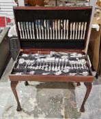 12 setting silver plated canteen of cutlery on stand, comprising dinner forks, dessert forks,
