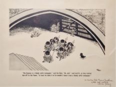 Ronald ' Carl ' Giles autograph - Giles cartoon print ' The Express is a bloody awful newspaper said