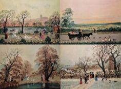 After Helen Bradley (20th century) Colour lithograph 'The Four Seasons', set of four prints,