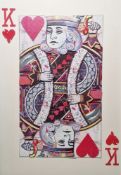 20th century school decoupage/collage of the King of Hearts, unsigned, framed and glazed, image size