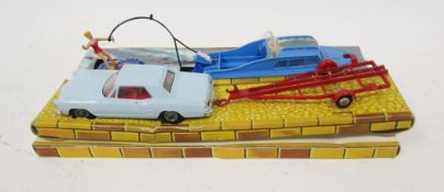 Corgi Toys Gift Set 31 Buick Riviera boat set, comprising of light blue Buick Riviera with red