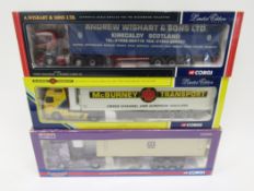 Three boxed Corgi Limited edition diecast 1:50 scale models to include CC12409 Volvo FH Globetrotter