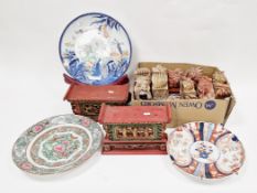 Chinese porcelain famille rose charger decorated with flowers birds and insects 33cm diameter, a