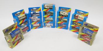 Collection of boxed Matchbox diecast vehicles including 4 with collection card inside (MB44 MB60,