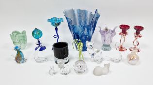 Collection of contemporary glass vases, paperweights and candlesticks, including: Lenox and a Val