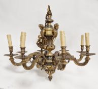 LOT WITHDRAWN; Heavy gilt and bronzed brass electrolier in the aesthetic movement manner, the