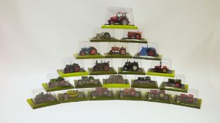 Collection of cased Hatchette Partworks diecast tractors, 30 x 1:64 scale including Hanomag R28-