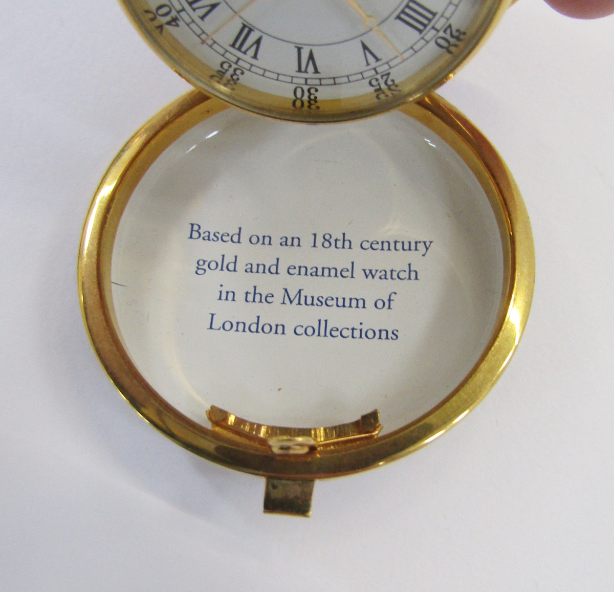 Halcyon Days travelling clock, blue and gold enamel, a similar trinket box, a white lidded pot - Image 34 of 34
