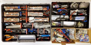 Large quantity of radio controlled car accessories, spare parts and tools to include a Traxxas TQi