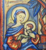 Luise Hoff (1874-1952) Oil on board Madonna and child, signed lower right, framed and glazed,