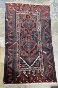 Pakistan hand knotted prayer rug genuine wool carpet, centre two medallions, unusual borders,