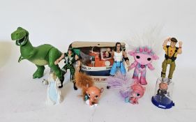 Collection of toys and action figures including Hasbro GI Joe, WCW wrestling figures, Lego