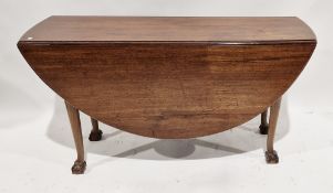19th century mahogany drop-flap oval dining table, raised on turned tapering legs terminating in
