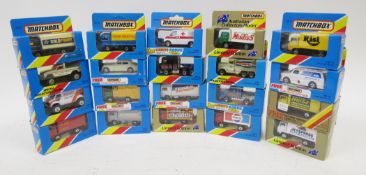 Collection of boxed Matchbox diecast vehicles including 4 with collection card inside (MB36, MB72,