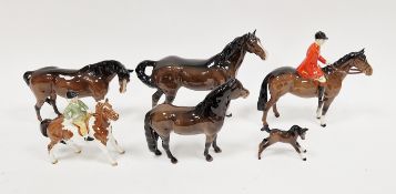 Six Beswick horses of various sizes, two with riders, the largest 21cm high (6)  Condition Report