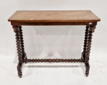 Victorian walnut rectangular centre table, the top cross-banded and marquetry inlaid with flowers