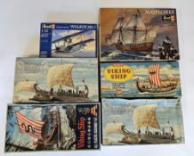 Aurora and other plastic assembly kits to include Aurora No.320 Viking Ship, 2 X No. 435 Roman