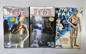MPC Star Wars scale model kit 1977 C-3PO No.1-1913 and two 1983 MPC Star Wars Return of the Jedi