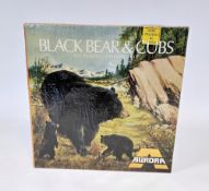 Aurora 'Black Bear & Cubs' plastic assembly kit, No.407-130 boxed in film