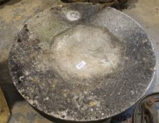 Mushroom top of a staddle stone (base missing), 51cm diameter