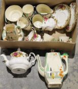 Royal Albert Old Country Roses part tea service to include teapot, two cups and saucers, cream jug