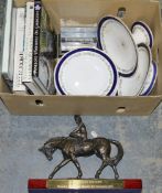 Assorted ceramic dessert set, a faux bronze racing trophy Plumton Racecourse 3rd November 2014,
