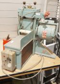 Planer thicknesser with Gryphon BS2048 motor, mounted on a wooden base with four fitted short