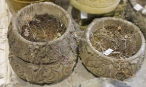 Circular stone garden urns (3)