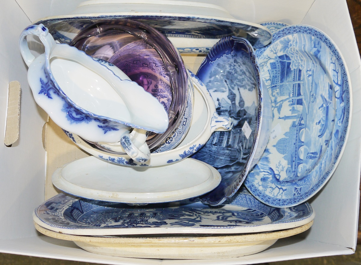 Mixed lot of ceramics including 19th century and later blue and white including Spode, Royal Hampton
