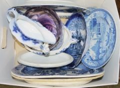 Mixed lot of ceramics including 19th century and later blue and white including Spode, Royal Hampton