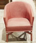 Vintage child's Lloyd Loom style chair in pink, 49cm high