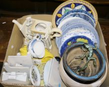 Mixed lot of mainly ceramics and glassware including a Portmeirion novelty teapot (lacking lid)