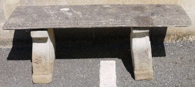 Stone garden bench, the top on two supports, 120cm long