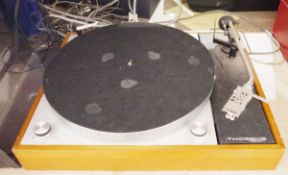 Vintage Thorens TD150 turntable in teak case with smoked perspex lid, with Shure cartridge no. M75-