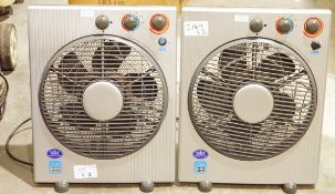 Pair of Prem-i-air ion electric box fan heaters, model no. PBHFI, each 51cm high (2)