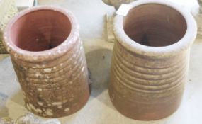 Pair of terracotta chimney pots, 39cm high (2)