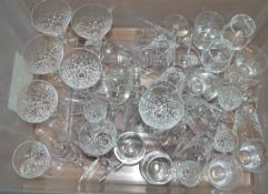 Assorted cut glass sherry glasses, liqueur glasses and shot glasses (1 box)