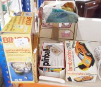 Boxed Hales Lamborghini LP500s radio control car together with tennis racket, boxed MVP pinball