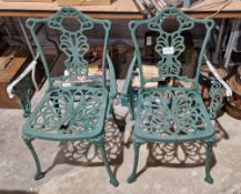 Pair of 20th century green painted aluminium garden chairs, each 86cm high (2)