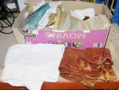 Quantity of table linen including runners, napkins and lace table cloths (1 box)