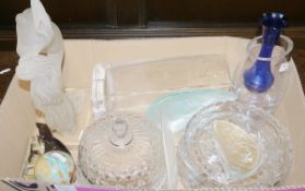 Mixed lot of glassware including Irish Shannan lead crystal cut cheese dome and cover, various cut