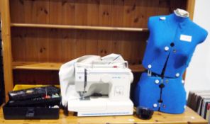 Collection of sewing equipment including Riccar 2400 electric sewing machine, dress makers dummy and