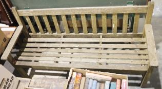 Wooden garden bench with slatted back and seat, 155cm long x 83cm high