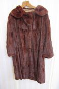 Russian ermine fur coat, dyed squirrel-red, full length, button to the neck, broad  collar,