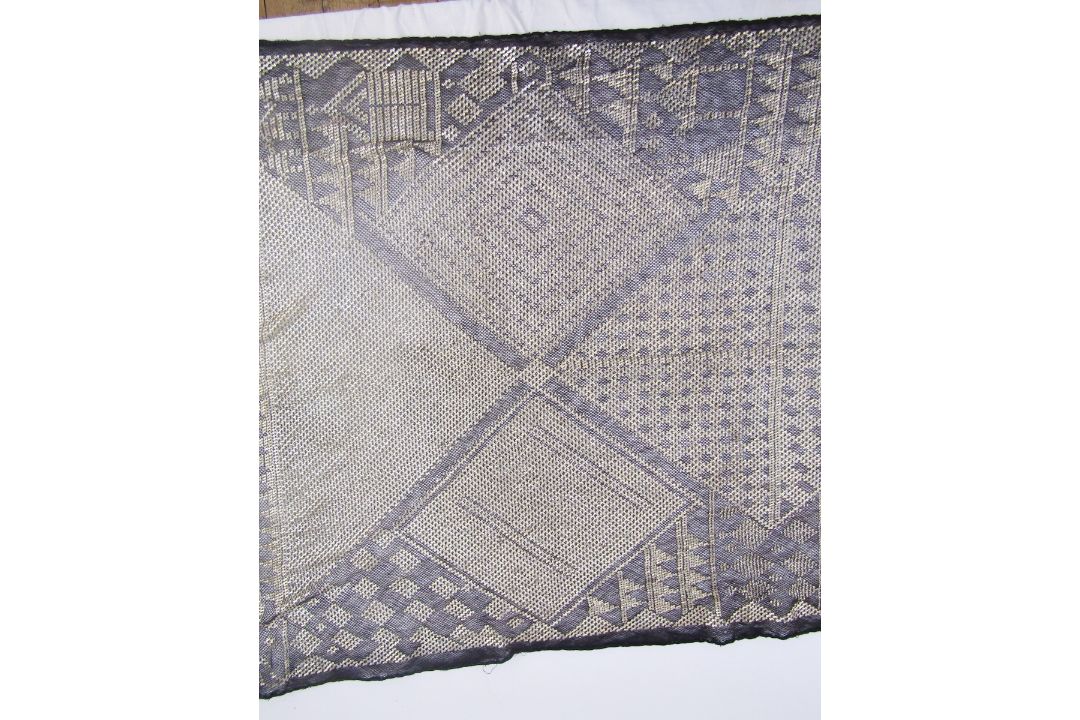 Black and silver metal Assuit shawl Condition Report Edge stitching undone in various parts, - Image 6 of 7