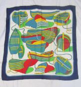 Hermes silk scarf - 'Thalassa' designed by P. Peron , 1973, in original box (biro title on box